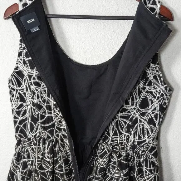 Maeve Dress Sleeveless Embroidered Black White Size 6 Statement Pattern - Picture 9 of 12